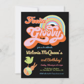 レトロ60の70のヒッピーGroovyパーティー 招待状 (正面)