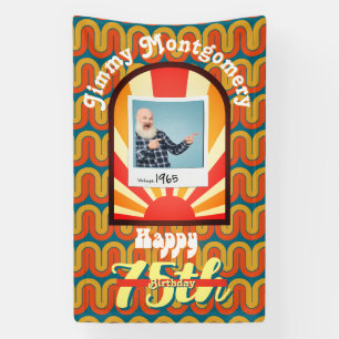 レトロ60のGroovy Waveフォトカスタム誕生日 横断幕