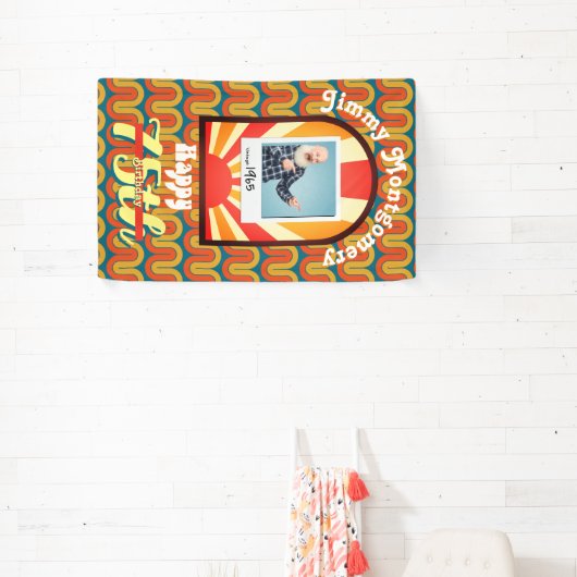 レトロ60のGroovy Waveフォトカスタム誕生日 横断幕 (インサイチュ)