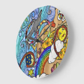 レトロ60サイケデリック秒ビーチ時計 ラージ壁時計 (傾斜)