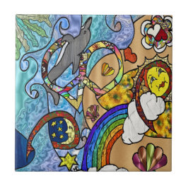 レトロ60サイケデリックsのビーチセラミックタイル タイル