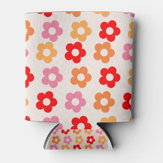 レトロ60代70代の花ヒッピー 缶クーラー (正面)