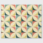 レトロ60年代と70年代のレトロな継ぎ目のない模様、ビンタグ ラッピングペーパー (フラット)