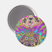 レトロ60年代のサイケデリックハート花ギフトアパレル マグネット (正面/裏面)