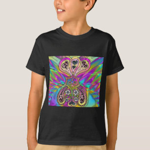 レトロ60年代のサイケデリックハート花ギフトアパレル Tシャツ