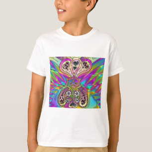 レトロ60年代のサイケデリックハート花ギフトアパレル Tシャツ