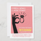 レトロ60年代の映画ポスタモダン結婚ー 招待状 (正面)