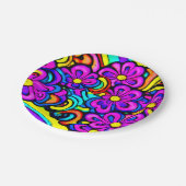 レトロ60年代の紫色の花漫画アニメサイケデリック ペーパープレート (アングル)