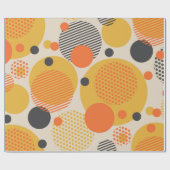 レトロ60年代の継ぎ目のない幾何学的な円パターン ラッピングペーパー (フラット)