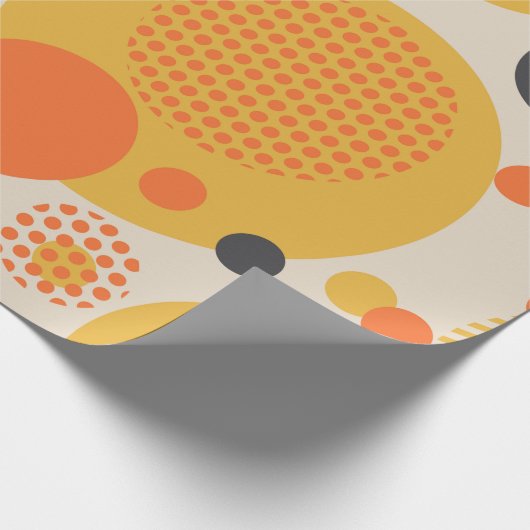 レトロ60年代の継ぎ目のない幾何学的な円パターン ラッピングペーパー (角)