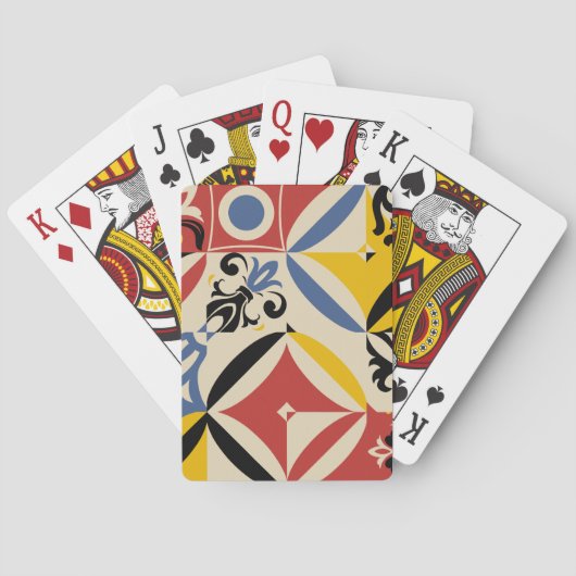 レトロ60年代アズレジョス幾何学模様 トランプ (裏面)