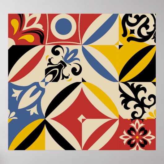 レトロ60年代アズレジョス幾何学模様 ポスター (正面)