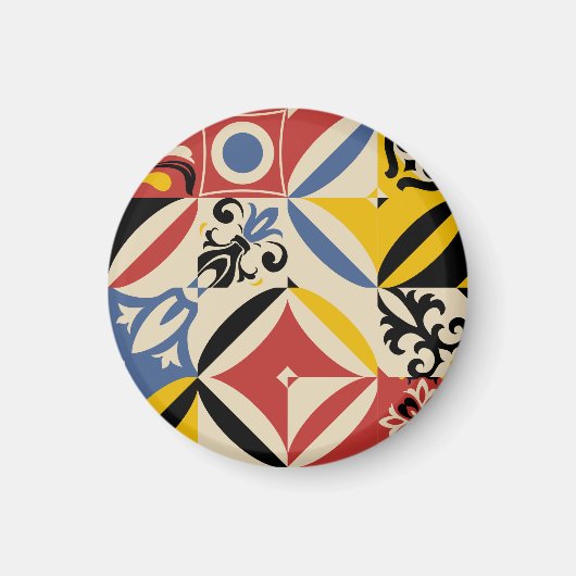 レトロ60年代アズレジョス幾何学模様 マグネット (正面)