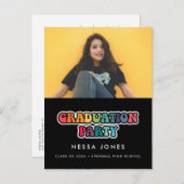 レトロ60年代ヒッピーおもしろい卒業パーティー写真 ポストカード (正面/裏面)