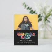 レトロ60年代ヒッピーおもしろい卒業パーティー写真 ポストカード (スタンド正面)