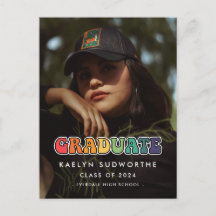 レトロ60年代ヒッピーおもしろい卒業写真の発表