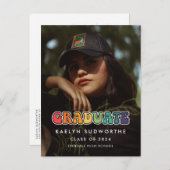 レトロ60年代ヒッピーおもしろい卒業写真の発表 ポストカード (正面/裏面)