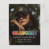 レトロ60年代ヒッピーおもしろい卒業写真の発表 ポストカード (正面)