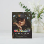 レトロ60年代ヒッピーおもしろい卒業写真の発表 ポストカード (スタンド正面)