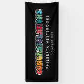 レトロ60年代ヒッピー卒業パーティーおめでとう 横断幕 (縦)