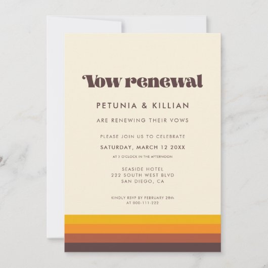 レトロ60年代ヴィンテージ結婚中期発願 招待状 (正面)