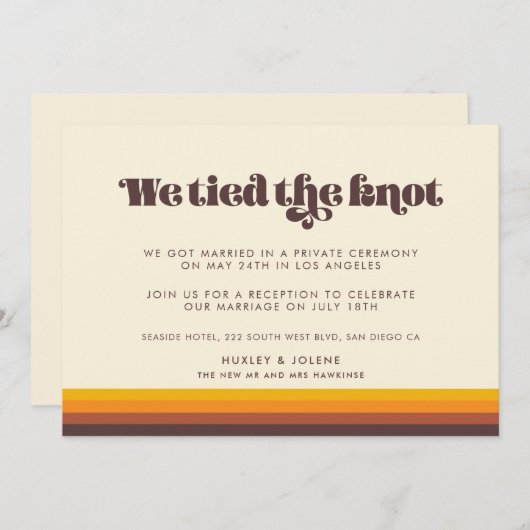 レトロ60年代ヴィンテージ色結びカード 招待状 (正面/裏面)