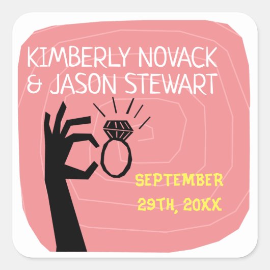 レトロ60年代半モダン半結婚期の名称日付 スクエアシール (正面)