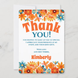 レトロ60年代70年代のビーフラワーパワー サンキューカード