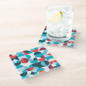 レトロ60年代70年代のミニマルなパターン ガラスコースター (アングル)