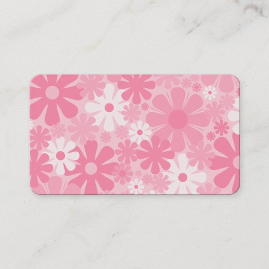 レトロ60年代70年代の審美的なピンクの花柄 名刺 (正面)