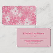 レトロ60年代70年代の審美的なピンクの花柄 名刺 (正面/裏面)
