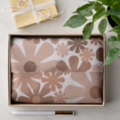 レトロ60年代70年代の審美的なフローラルパターン入りブラウン 薄葉紙 (ギフト)