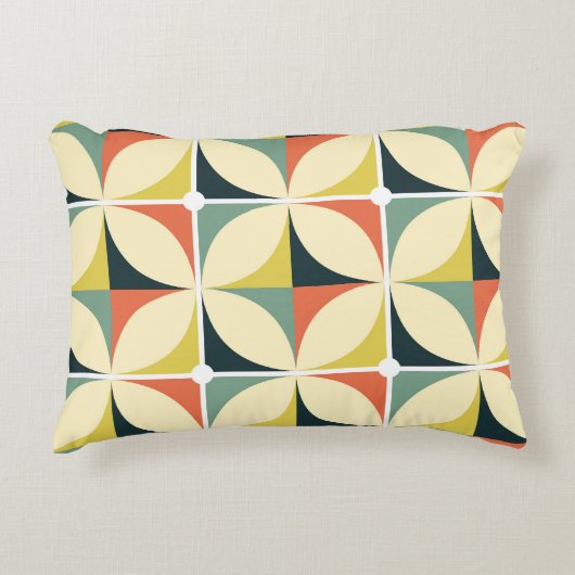 レトロ60年代70年代の幾何学模様。 アクセントクッション (正面)
