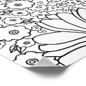 レトロ60年代70年代の花白黒アートプリント ポスター (角)