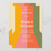 レトロ60年代70年代ヒッピーのグルーヴィーなストライプのウェディングシャワー 招待状 (正面/裏面)