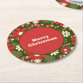 レトロ60年代70年代フローラメリークリスマス ラウンドペーパーコースター (アングル)
