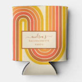 レトロ60年代70年代幾何学的な虹のバチェロレッテパーティー 缶クーラー (正面)