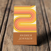 レトロ60年代70年代幾何学的な虹色の波 名刺