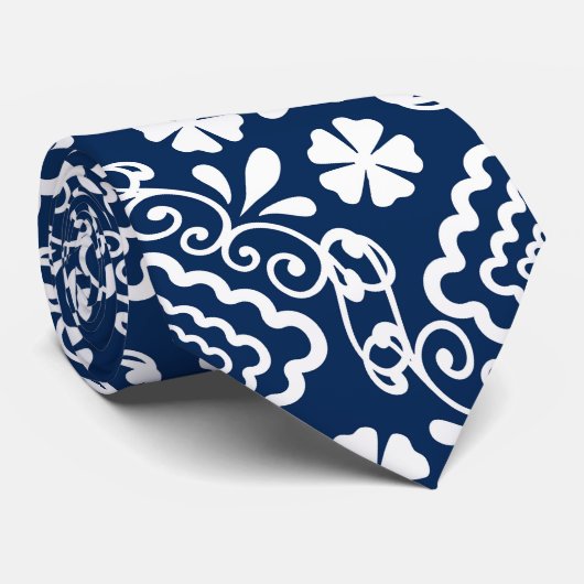 レトロ60度青花柄 ネクタイ (ロール)