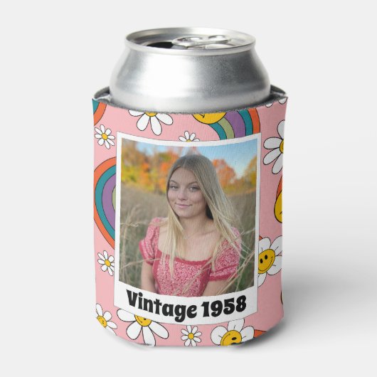 レトロ60番目の誕生日ヴィンテージ1958写真 缶クーラー (缶正面)
