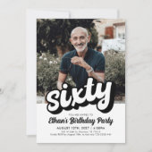 レトロ60番目の誕生日招待状 | 六十誕生日 招待状 (正面)