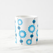 レトロ60sアクアサイケデリックフローラデザイン コーヒーマグカップ (中央)