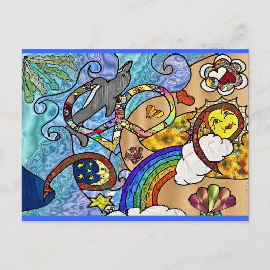 レトロ60sサイケデリックでビーチギフトアパレル ポストカード (正面)