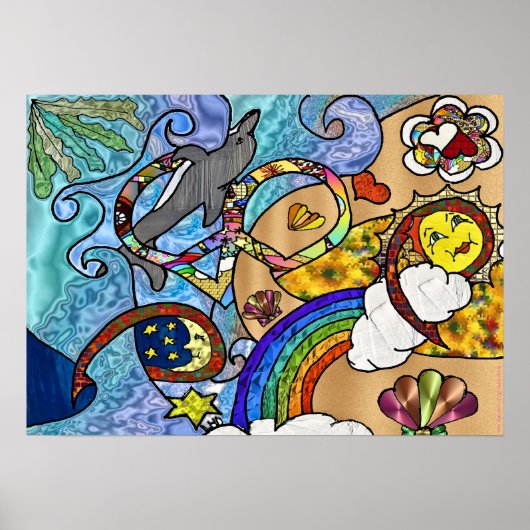 レトロ60sサイケデリックアットザビーチプリントポスター ポスター (正面)