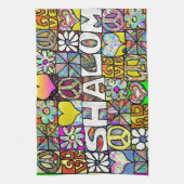 レトロ60sサイケデリックシャロムラブ キッチンタオル (縦)