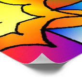 レトロ60sサイケデリックハートペイズリープリントポスター ポスター (角)