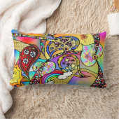 レトロ60sサイケデリックハートペイズリー装飾用クッション ランバークッション (ブランケット)