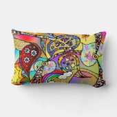 レトロ60sサイケデリックハートペイズリー装飾用クッション ランバークッション (裏面)