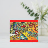 レトロ60sサイケデリックライフギフトウェアのサイクル ポストカード (スタンド正面)