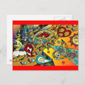 レトロ60sサイケデリックライフギフトウェアのサイクル ポストカード (正面/裏面)